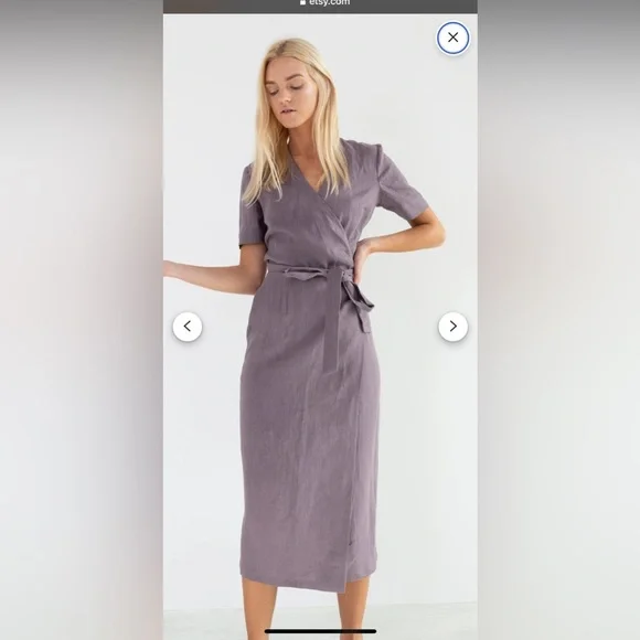 Dresses | Beige Linen Midi Wrap Dress | Poshmark